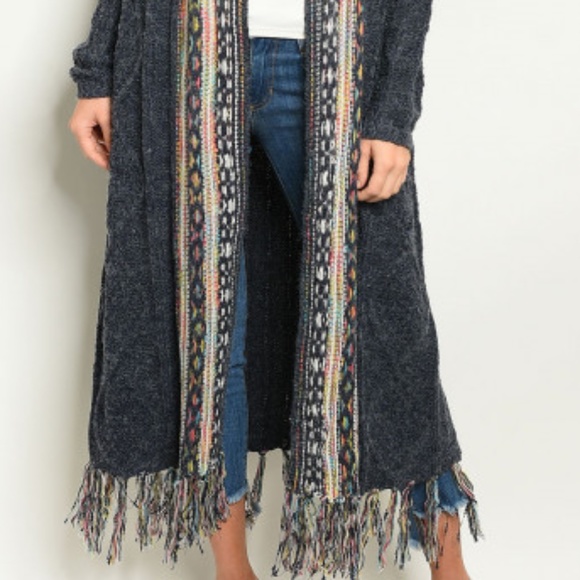 LAST 1! LONG KNIT CARDIGAN SWEATER - Picture 5 of 8